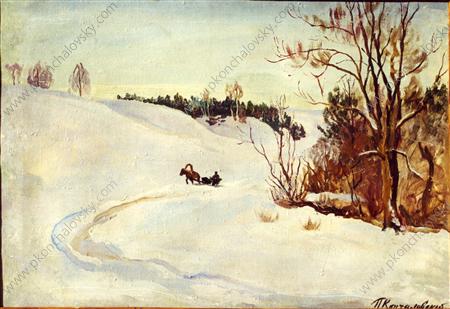 Winter road. The evening. (1931) Pyotr Konchalovsky tablo - Dekolata