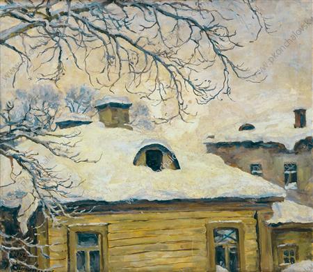 Winter. Rooftops. (1942) Pyotr Konchalovsky tablo - Dekolata