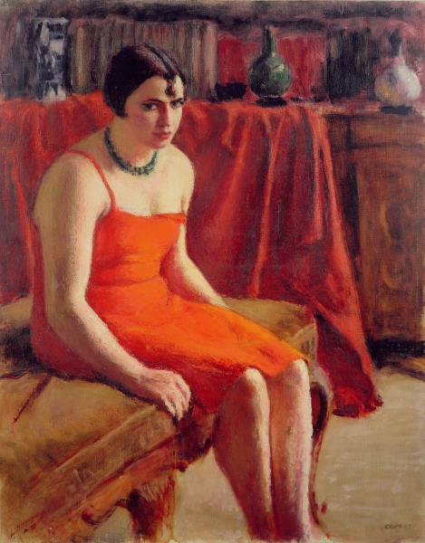 Seated Woman in a Red Dress (1925) Roderic O'Conor tablo - Dekolata