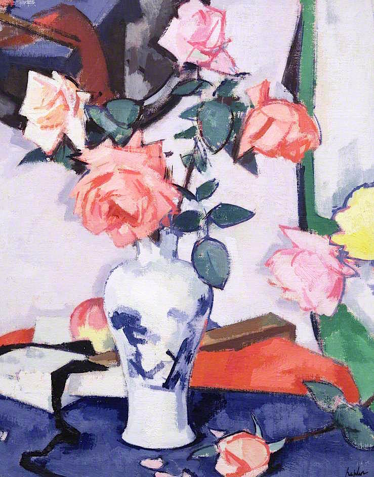 A Vase of Pink Roses Samuel Peploe tablo - Dekolata