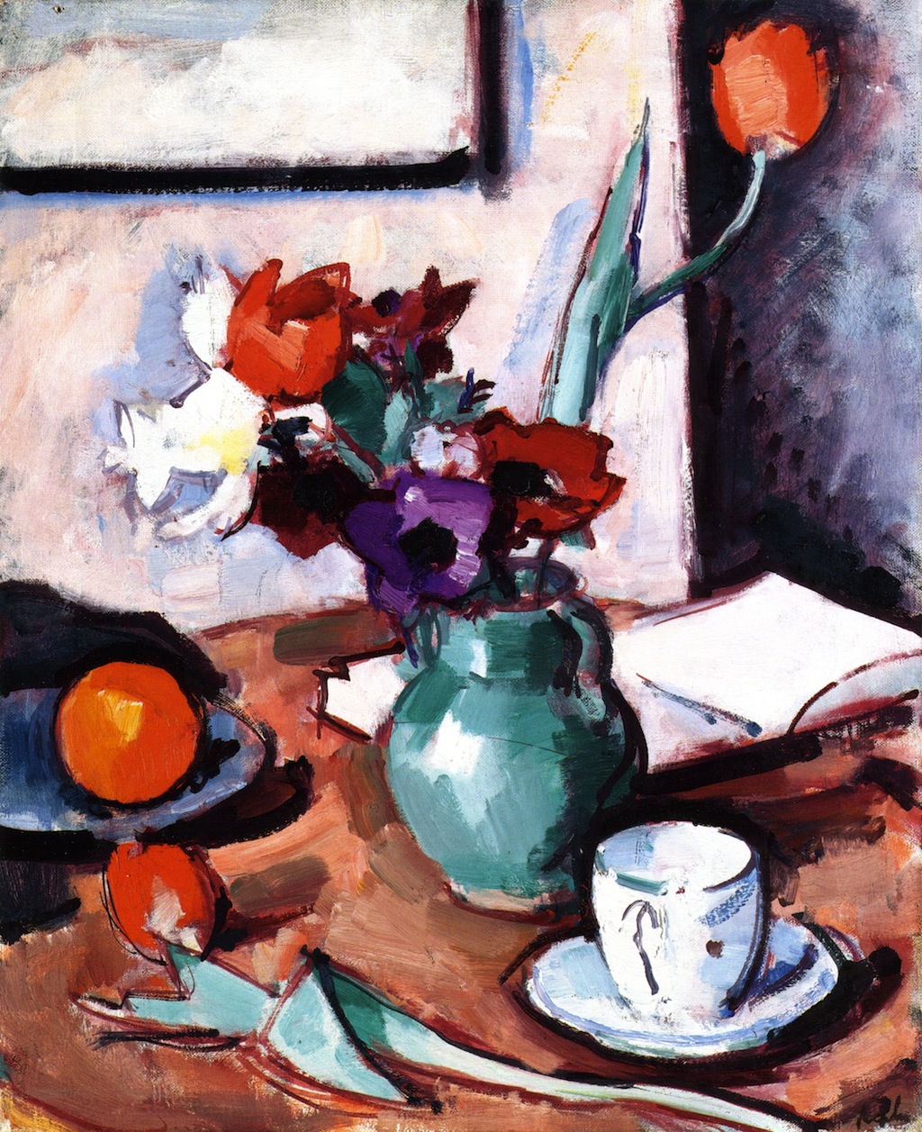 Flowers in a Green Vase (1923) – Samuel Peploe Tablo
