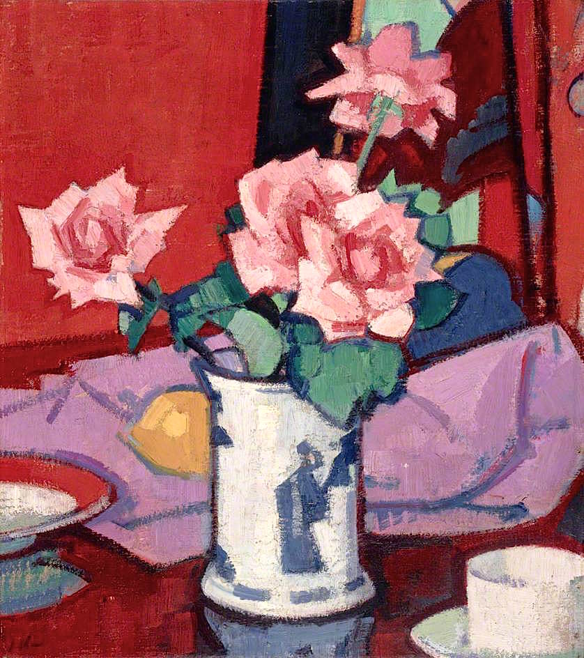 Pink Roses, Chinese Vase (1920) Samuel Peploe tablo - Dekolata