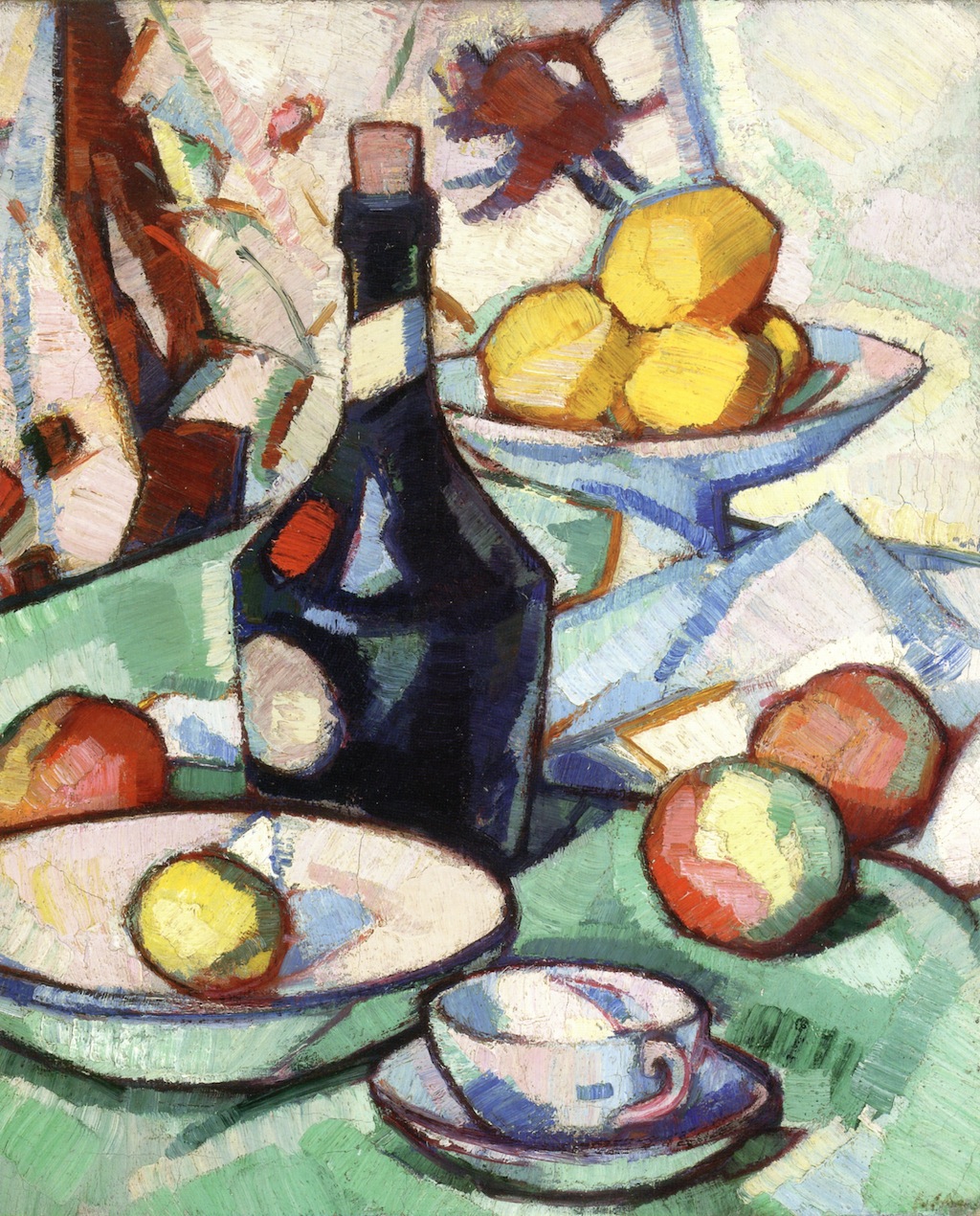 Still Life with Benedictine Bottle and Fruit (1917) Samuel Peploe tablo - Dekolata