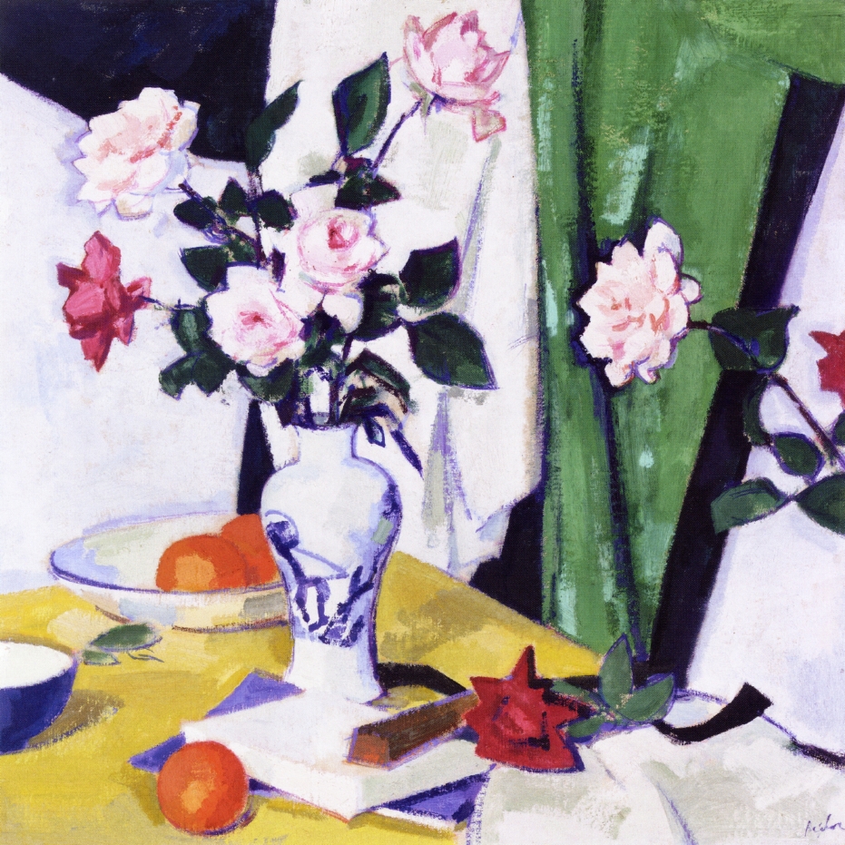 Still Life with Pink and Red Roses in a Chinese Vase (1923) Samuel Peploe tablo - Dekolata