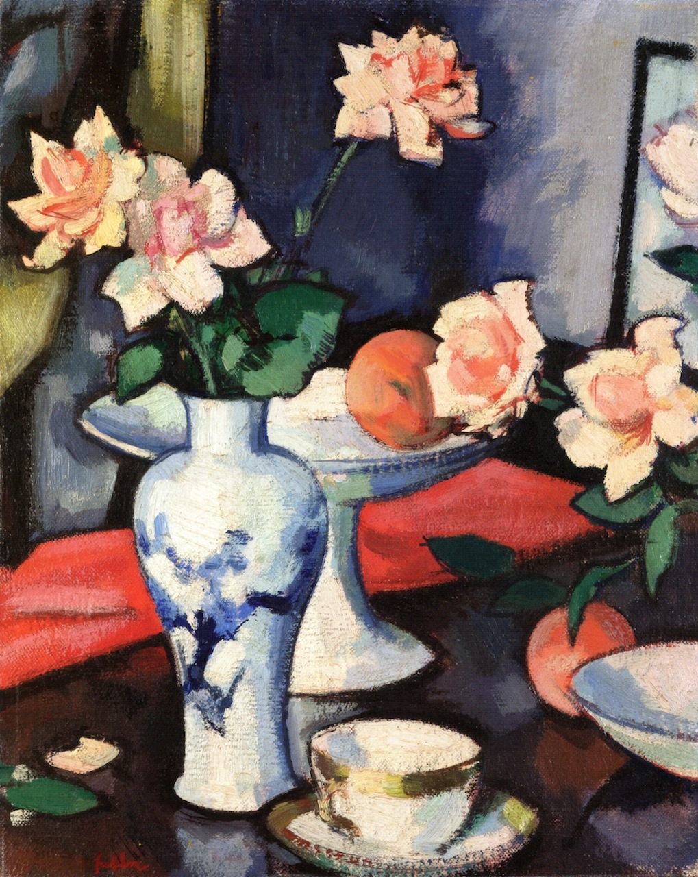 Still Life with Roses in a Chinese Vase (1927) Samuel Peploe tablo - Dekolata