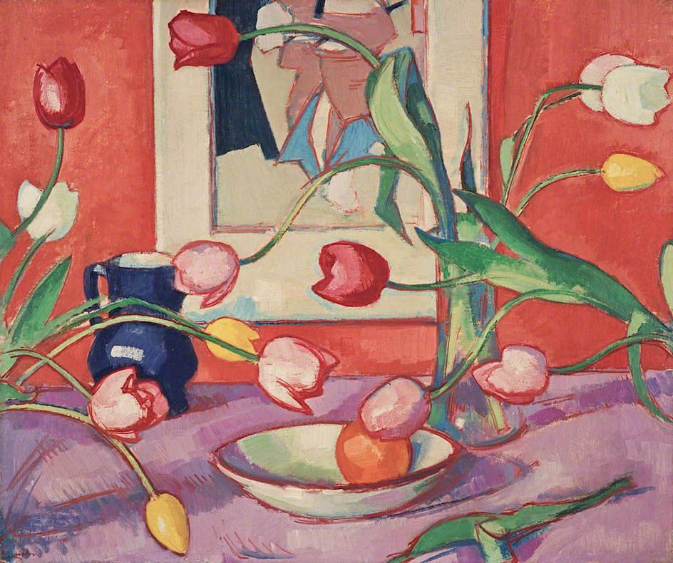 Tulips - The Blue Jug (1919) Samuel Peploe tablo - Dekolata