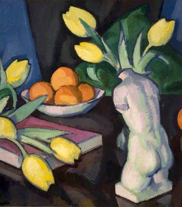 Yellow Tulips and Statuette (1927) Samuel Peploe tablo - Dekolata