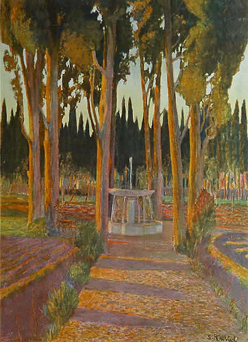 Golden cypress trees Santiago Rusiñol tablo - Dekolata