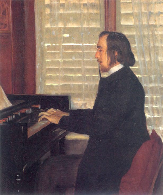 Portrait of Eric Satie at the harmonium Santiago Rusiñol tablo - Dekolata