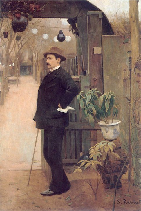 The painter Miguel Utrillo in the gardens of the Moulin de la Galette Santiago Rusiñol tablo - Dekolata