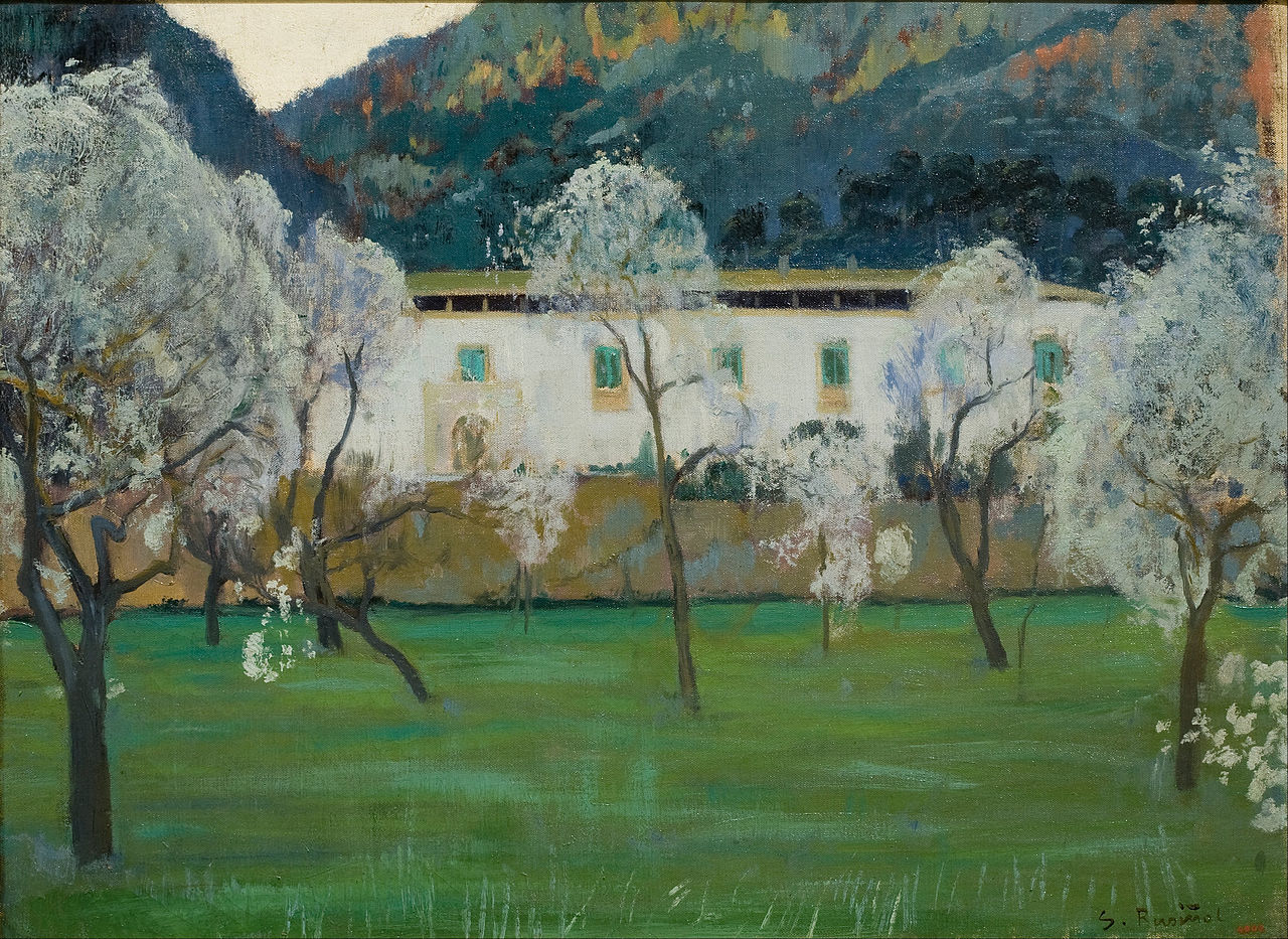 White Farmhouse (Bunyola, Majorca) (1902) Santiago Rusiñol tablo - Dekolata