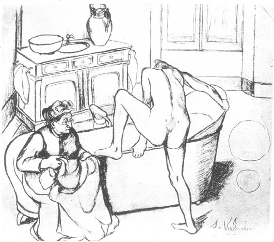 Nude Getting into the Bath beside the Seated Grandmother (1908) Suzanne Valadon tablo - Dekolata