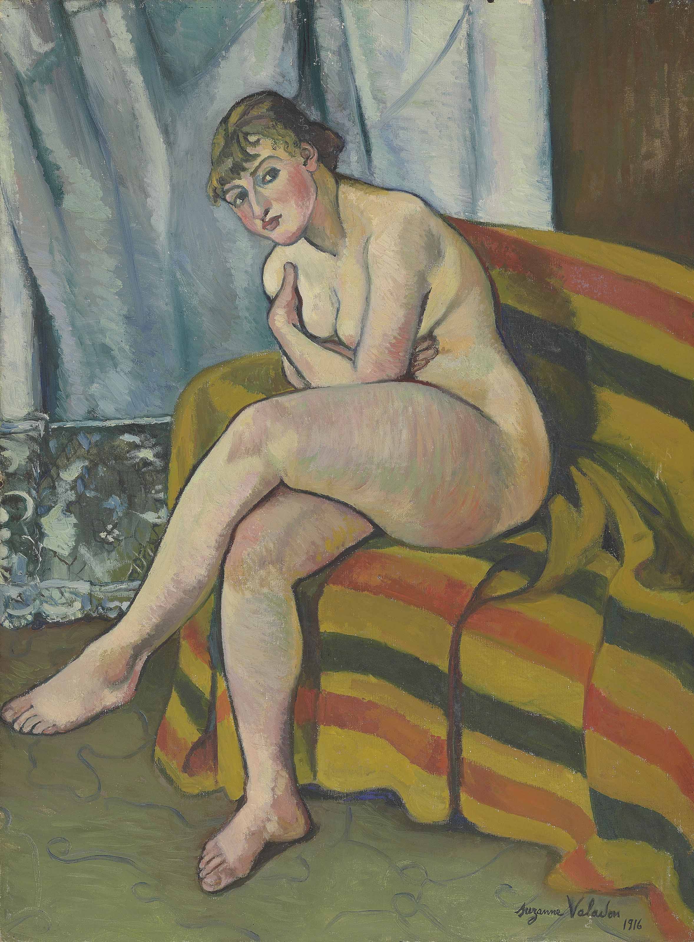 Nude Sitting on a Couch (1916) Suzanne Valadon tablo - Dekolata