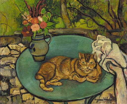 Raminou and pitcher with carnations (1932) Suzanne Valadon tablo - Dekolata