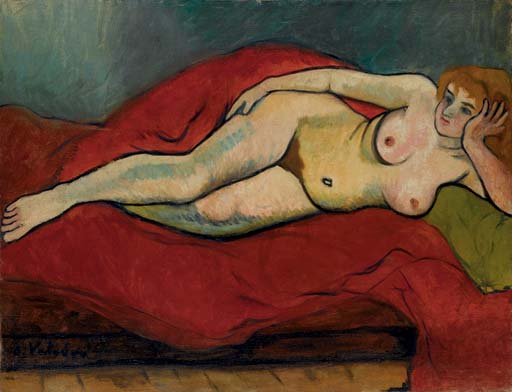 Reclining Nude with Red Drapery (1914) Suzanne Valadon tablo - Dekolata