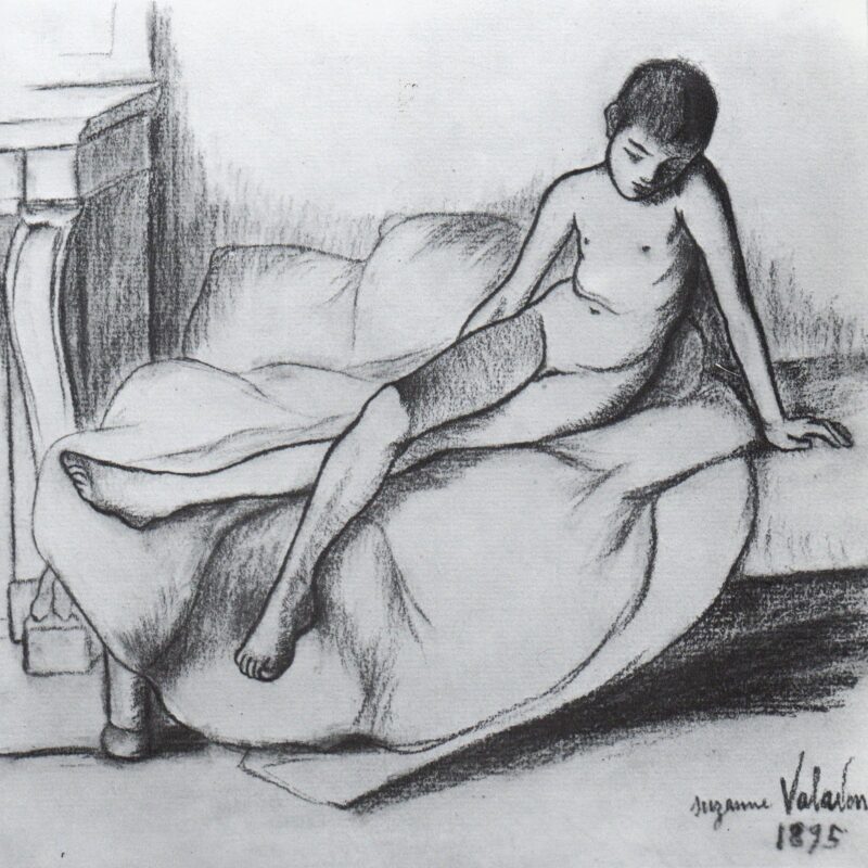 Utrillo Nude Sitting on a Couch (1895) Suzanne Valadon tablo - Dekolata
