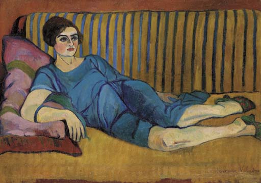 Woman Lying on Sofa (1917) Suzanne Valadon tablo - Dekolata