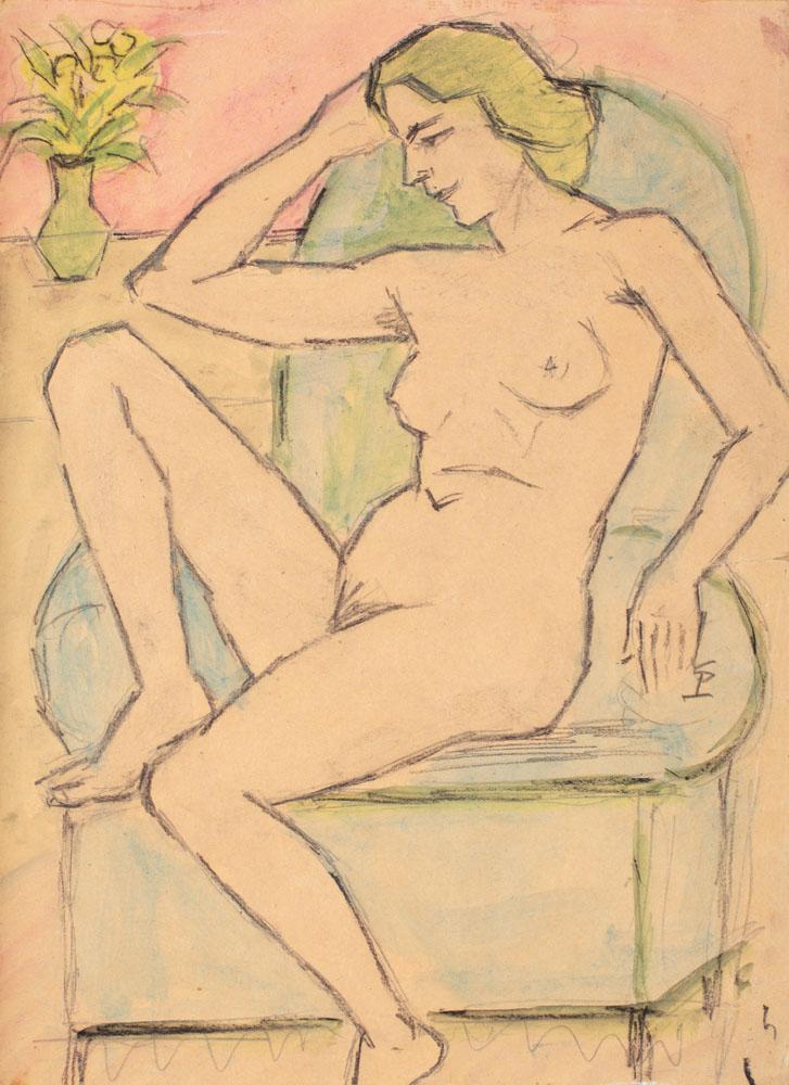 Nude in Green Chair Theodor Pallady tablo - Dekolata