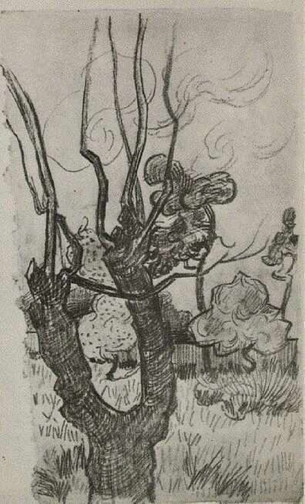 A Bare Treetop in the Garden of the Asylum (1889) – Vincent van Gogh Tablo