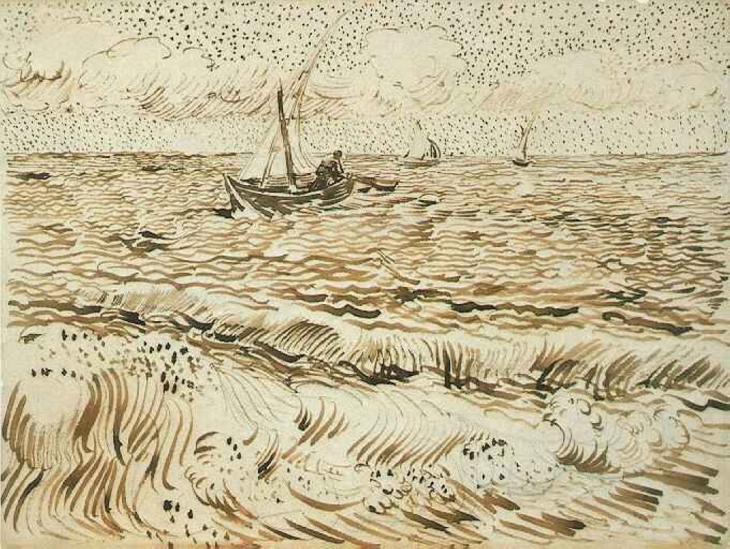 A Fishing Boat at Sea (1888) Vincent van Gogh tablo - Dekolata