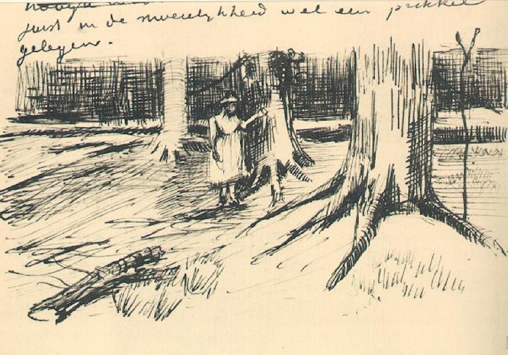 A Girl in a Wood (1882) Vincent van Gogh tablo - Dekolata