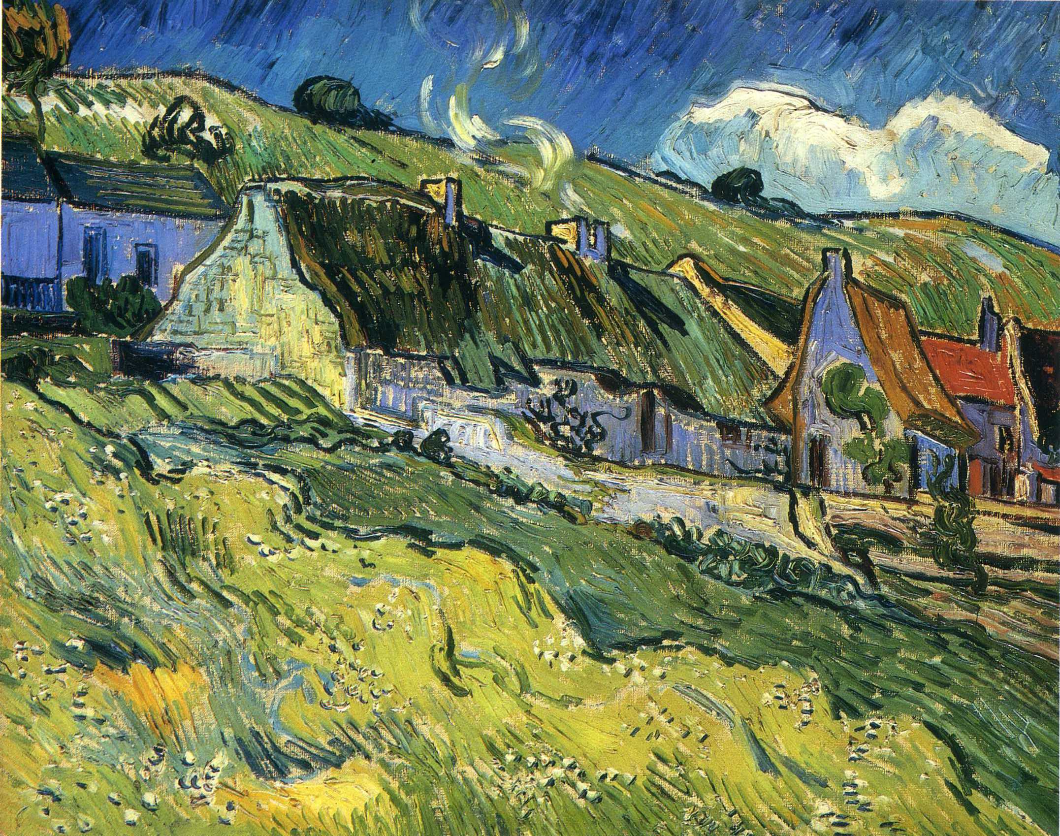 A Group of Cottages (1890) Vincent van Gogh tablo - Dekolata