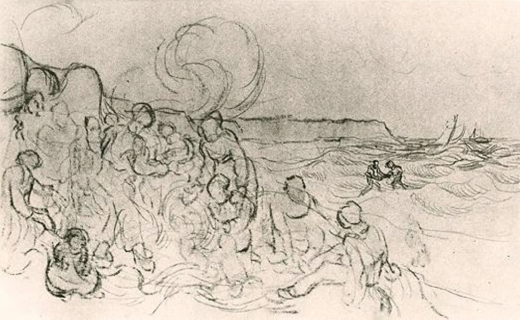 A Group of Figures on the Beach (1890) Vincent van Gogh tablo - Dekolata