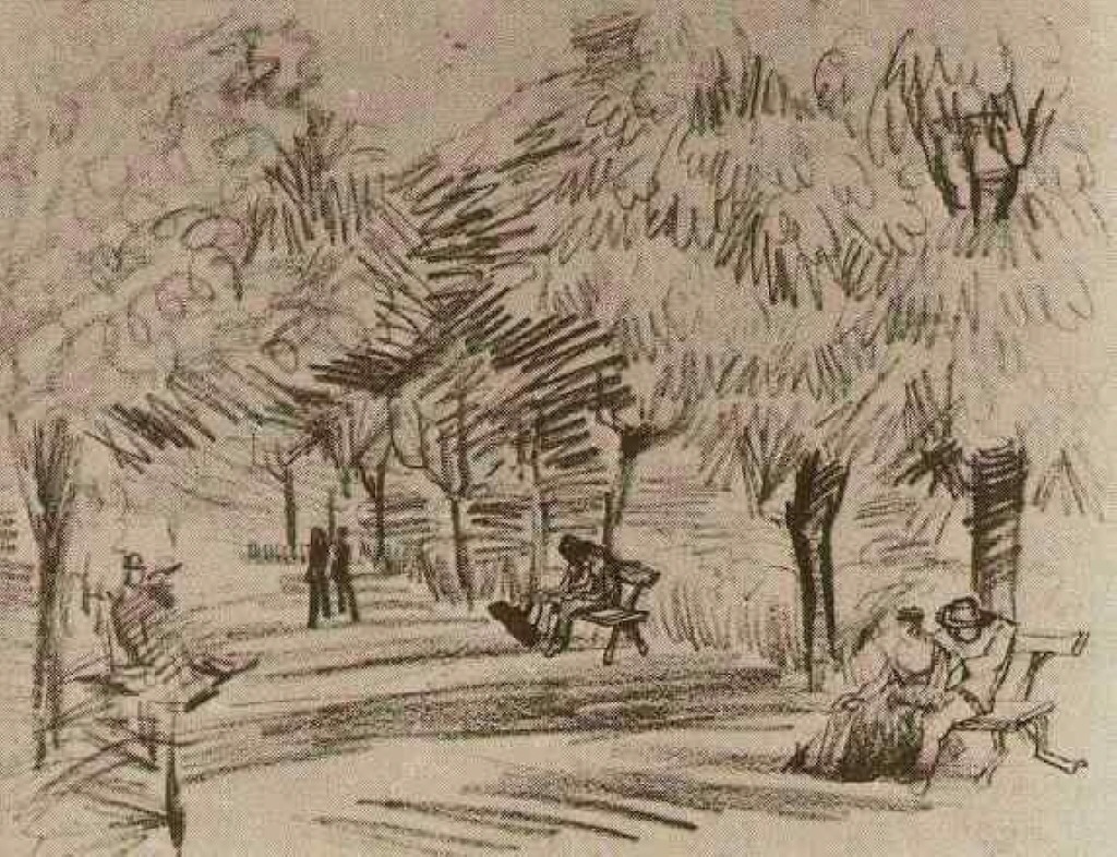 A Lane in the Public Garden with Benches (1888) Vincent van Gogh tablo - Dekolata