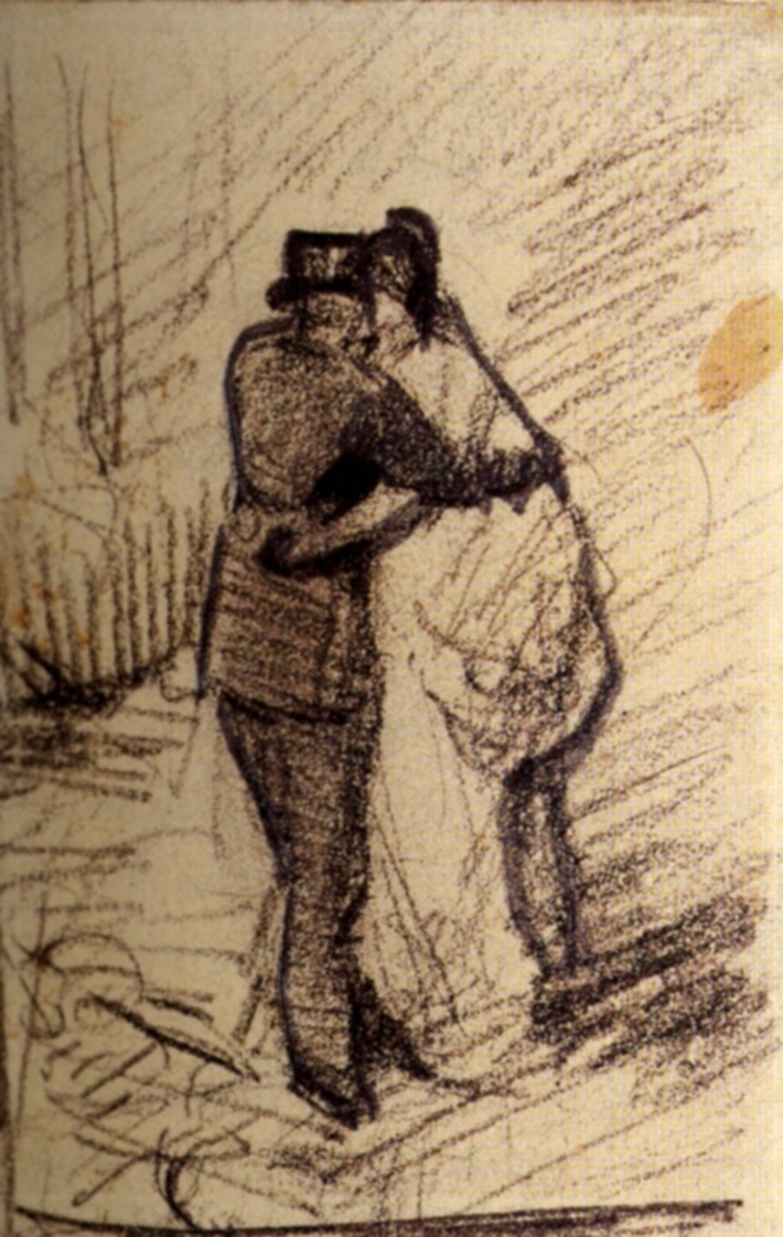 A Man and a Woman Seen from the Back (1886) Vincent van Gogh tablo - Dekolata