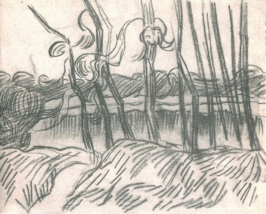 A Row of Bare Trees (1889) Vincent van Gogh tablo - Dekolata