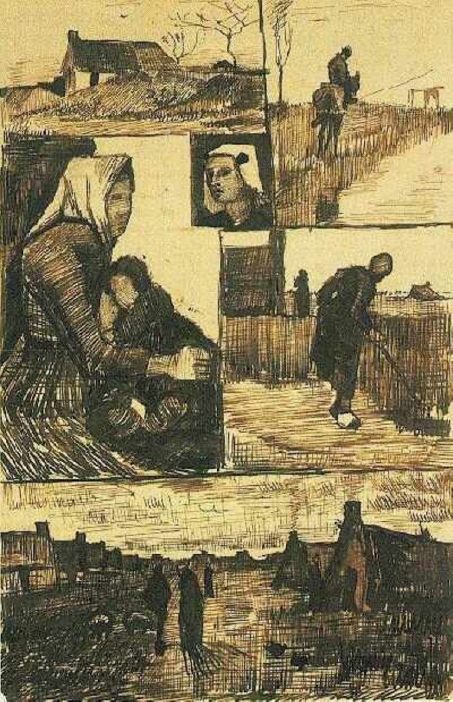 A Sheet with Sketches (1883) Vincent van Gogh tablo - Dekolata