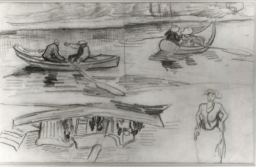 A Steamer with Several People (1890) Vincent van Gogh tablo - Dekolata