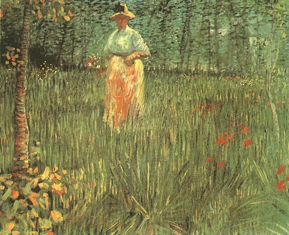 A woman walking in garden (1887) – Vincent van Gogh Tablo