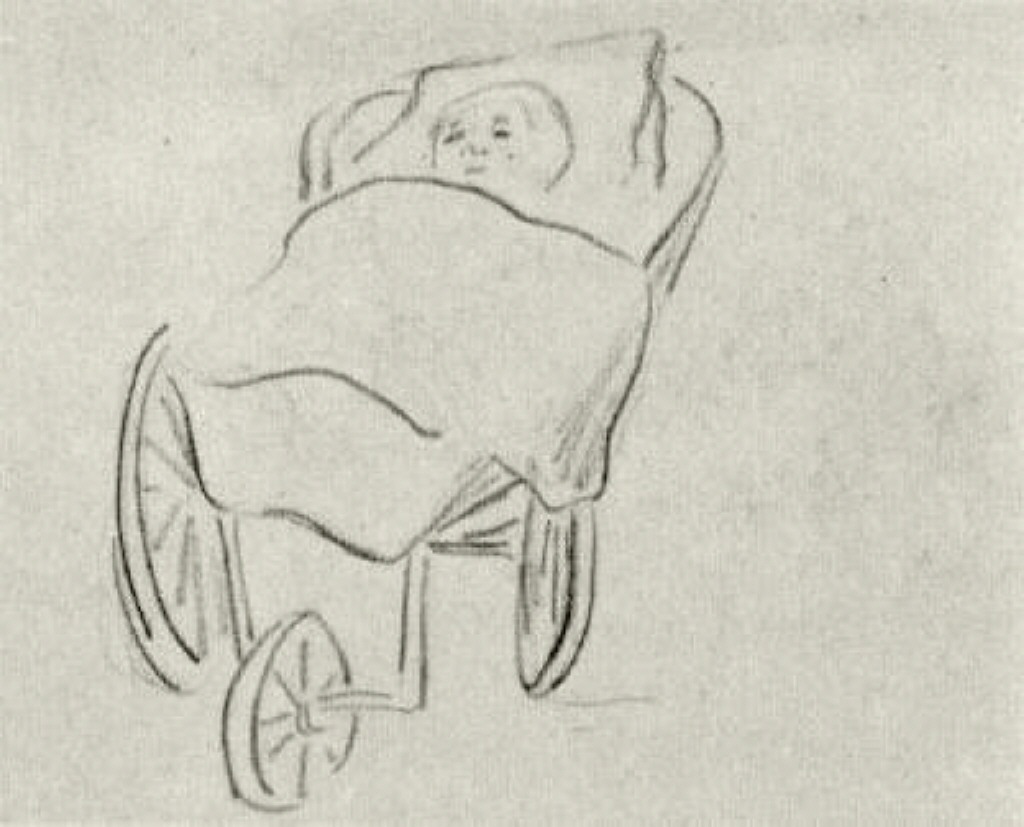 Baby in a Carriage (1882) Vincent van Gogh tablo - Dekolata