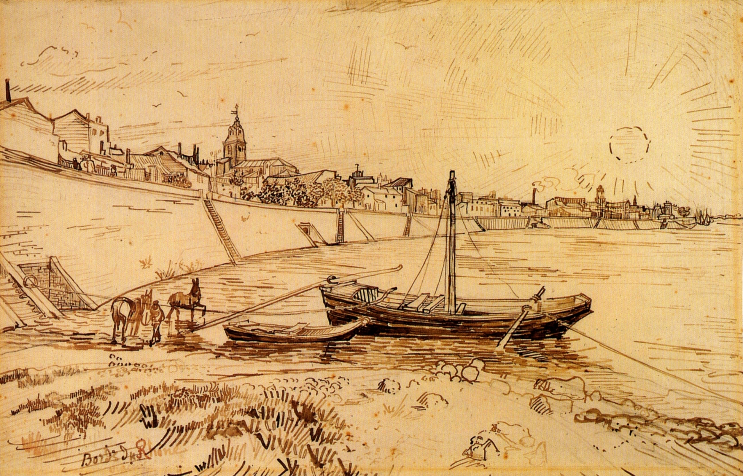 Bank of the Rhone at Arles (1888) – Vincent van Gogh Tablo
