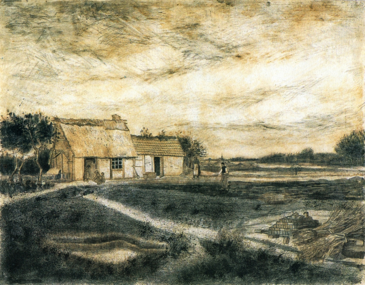 Barn with Moss Covered Roof (1881) Vincent van Gogh tablo - Dekolata