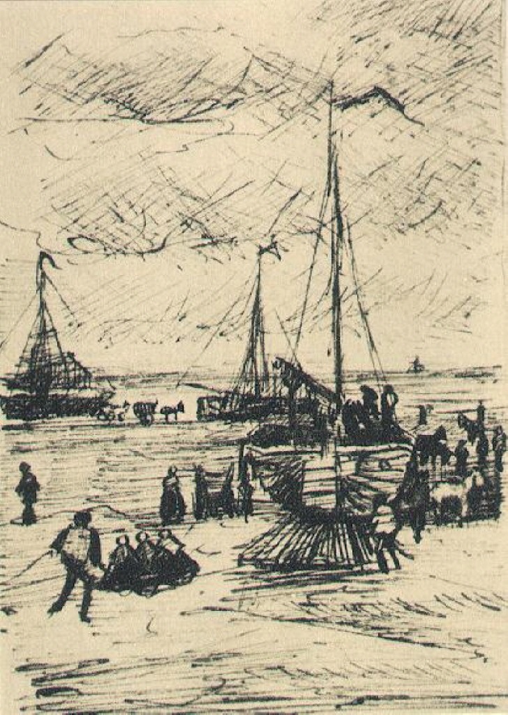 Beach and Boats (1882) Vincent van Gogh tablo - Dekolata