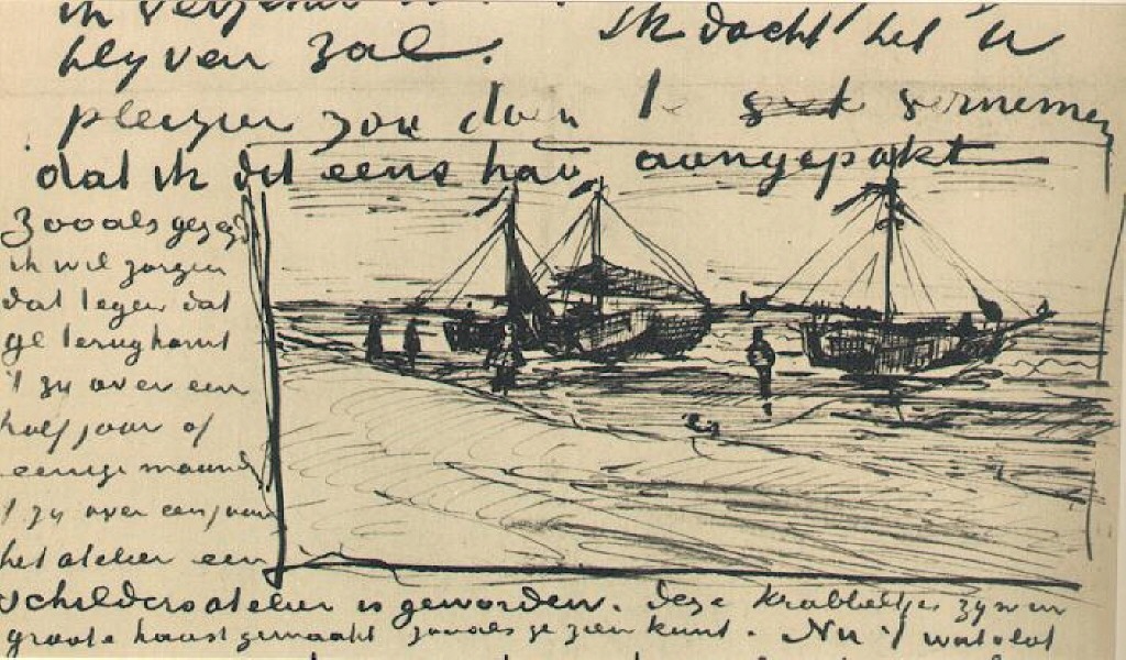 Beach and Sea (1882) Vincent van Gogh tablo - Dekolata