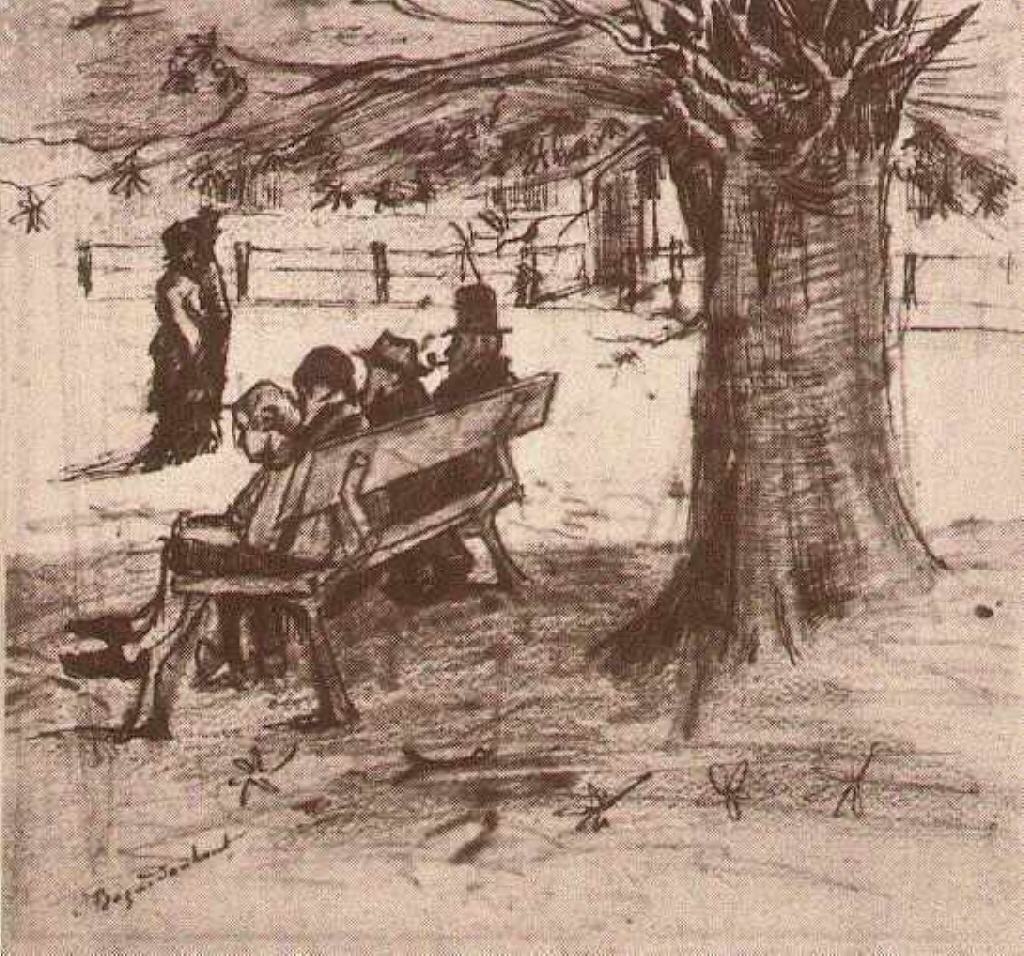 Bench with Four Persons (1882) – Vincent van Gogh Tablo