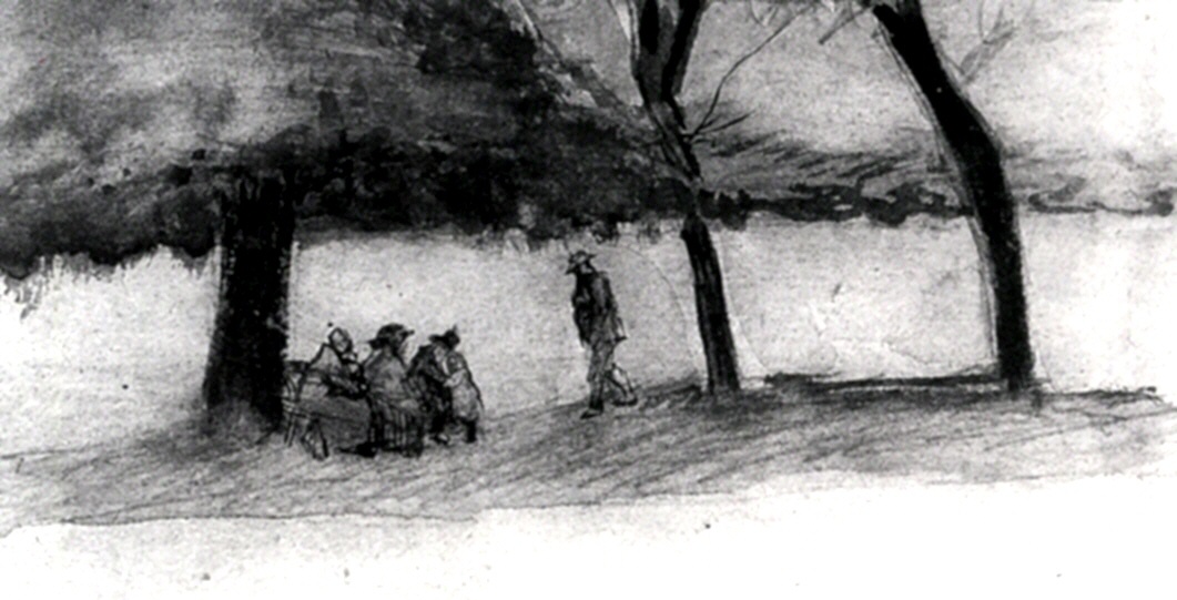 Bench with Three Persons (1882) Vincent van Gogh tablo - Dekolata