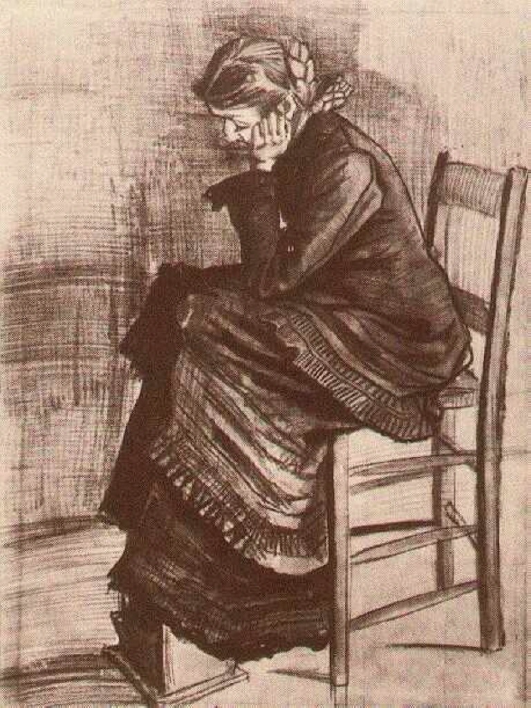 Bent Figure of a Woman (1882) Vincent van Gogh tablo - Dekolata