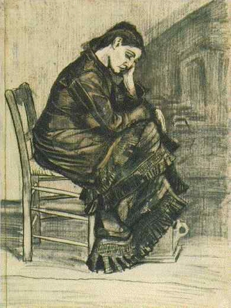 Bent Figure of a Woman Sien (1882) Vincent van Gogh tablo - Dekolata