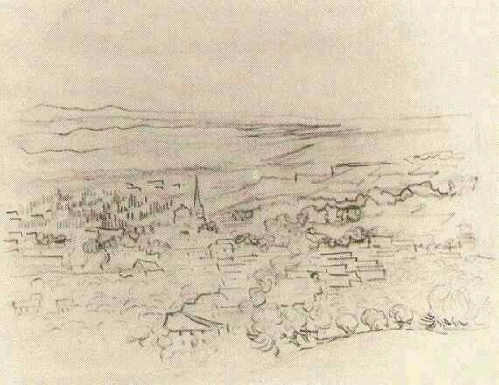 Bird's Eye View of Saint Remy (1889) Vincent van Gogh tablo - Dekolata