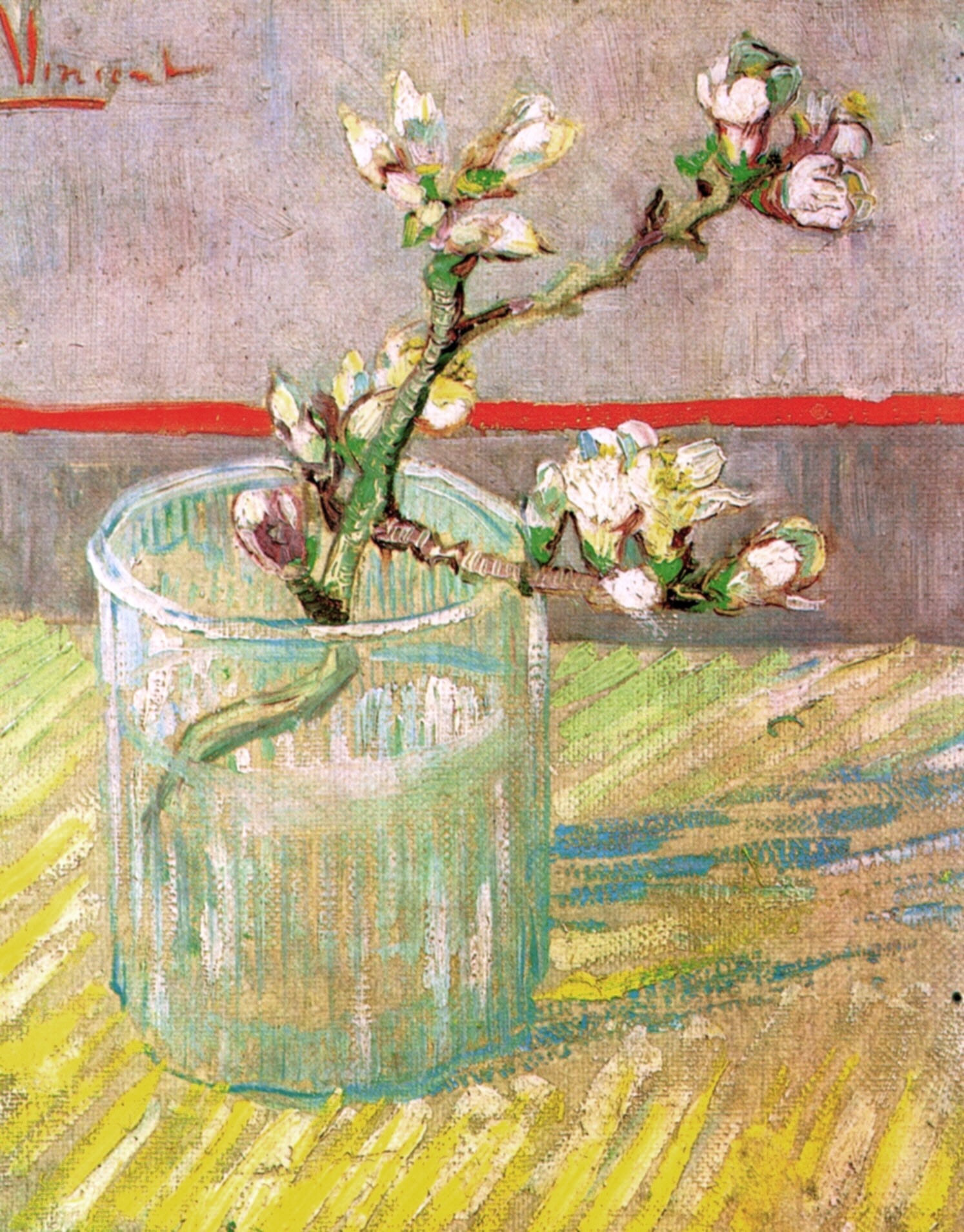 Blossoming Almond Branch in a Glass (1888) Vincent van Gogh tablo - Dekolata