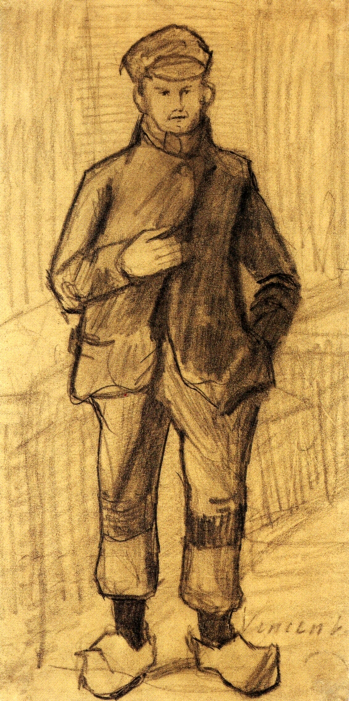 Boy with Cap and Clogs (1882) Vincent van Gogh tablo - Dekolata