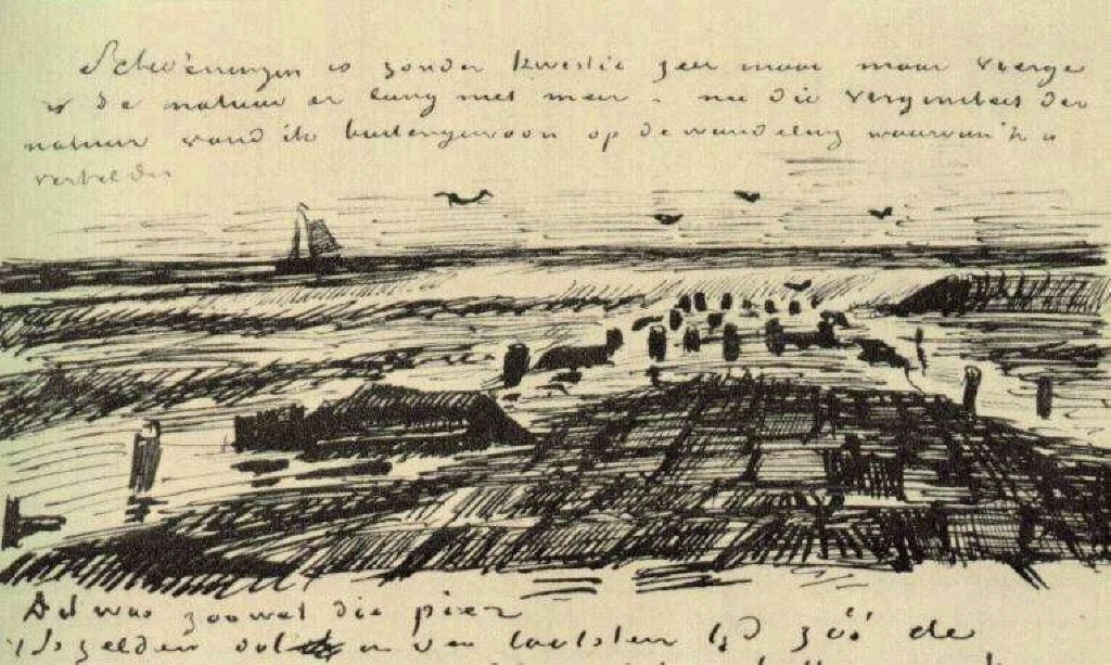 Breakwater (1883) Vincent van Gogh tablo - Dekolata