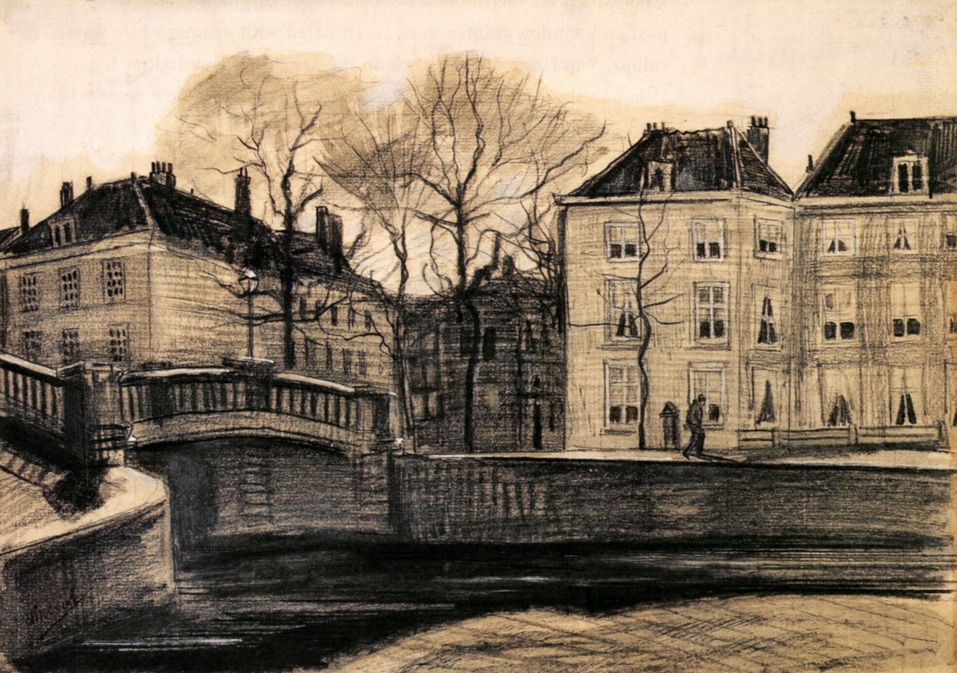 Bridge and Houses on the Corner of Herengracht Prinsessegracht (1882) – Vincent van Gogh Tablo