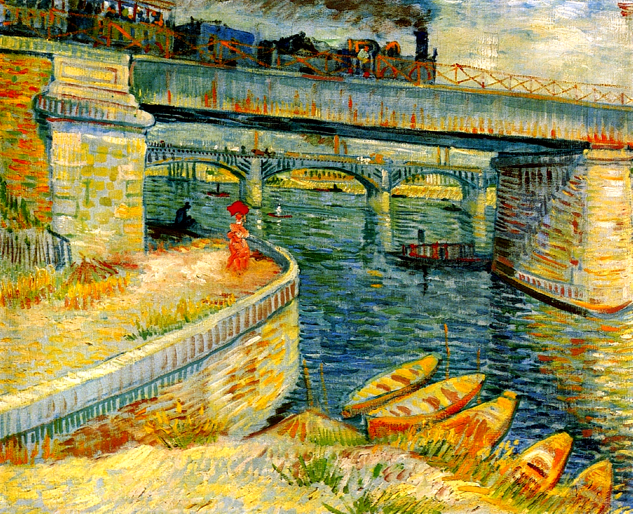 Bridges across the Seine at Asnieres (1887) Vincent van Gogh tablo - Dekolata