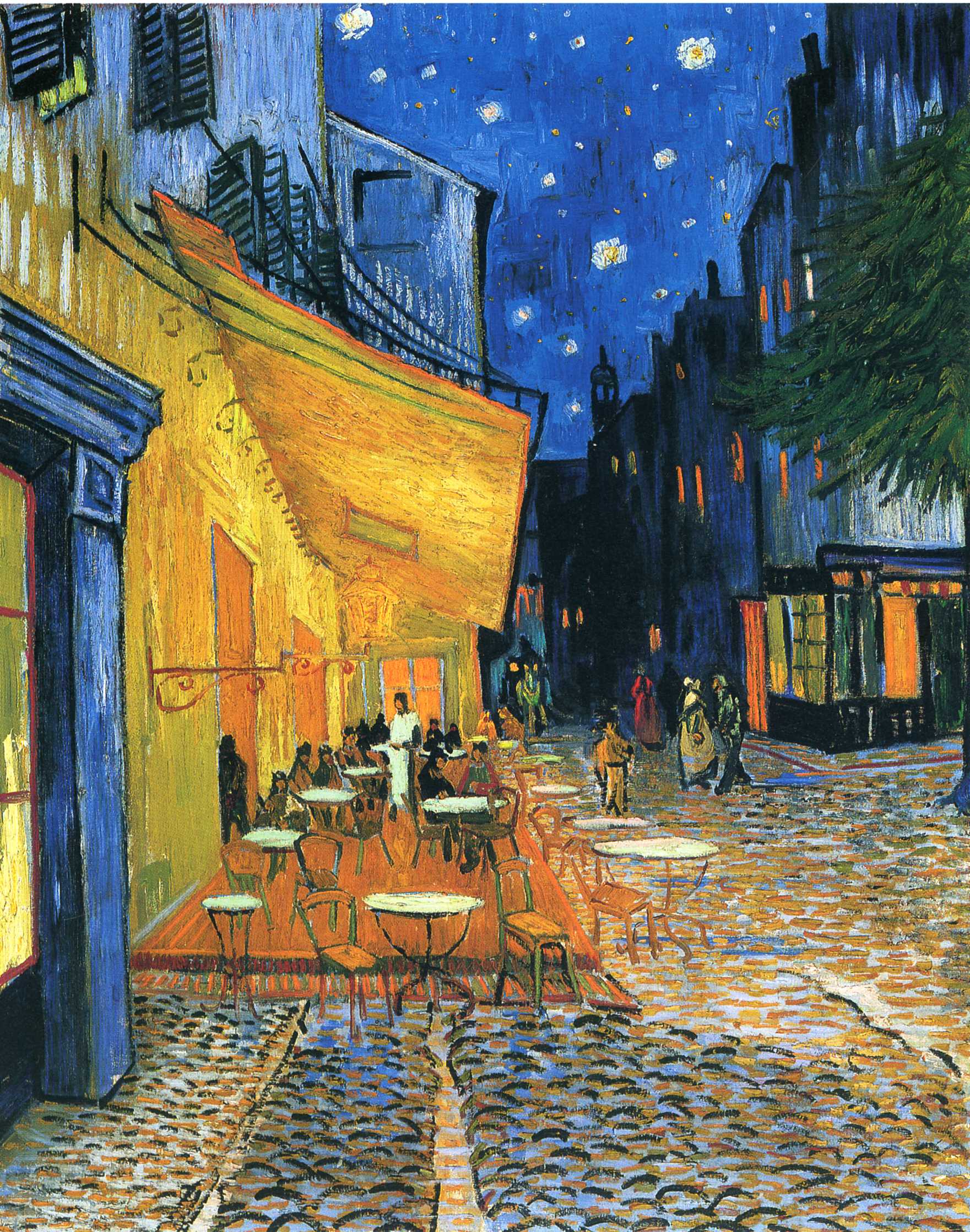 Café Terrace at Night (Place du Forum, Arles) (1888) Vincent van Gogh tablo - Dekolata