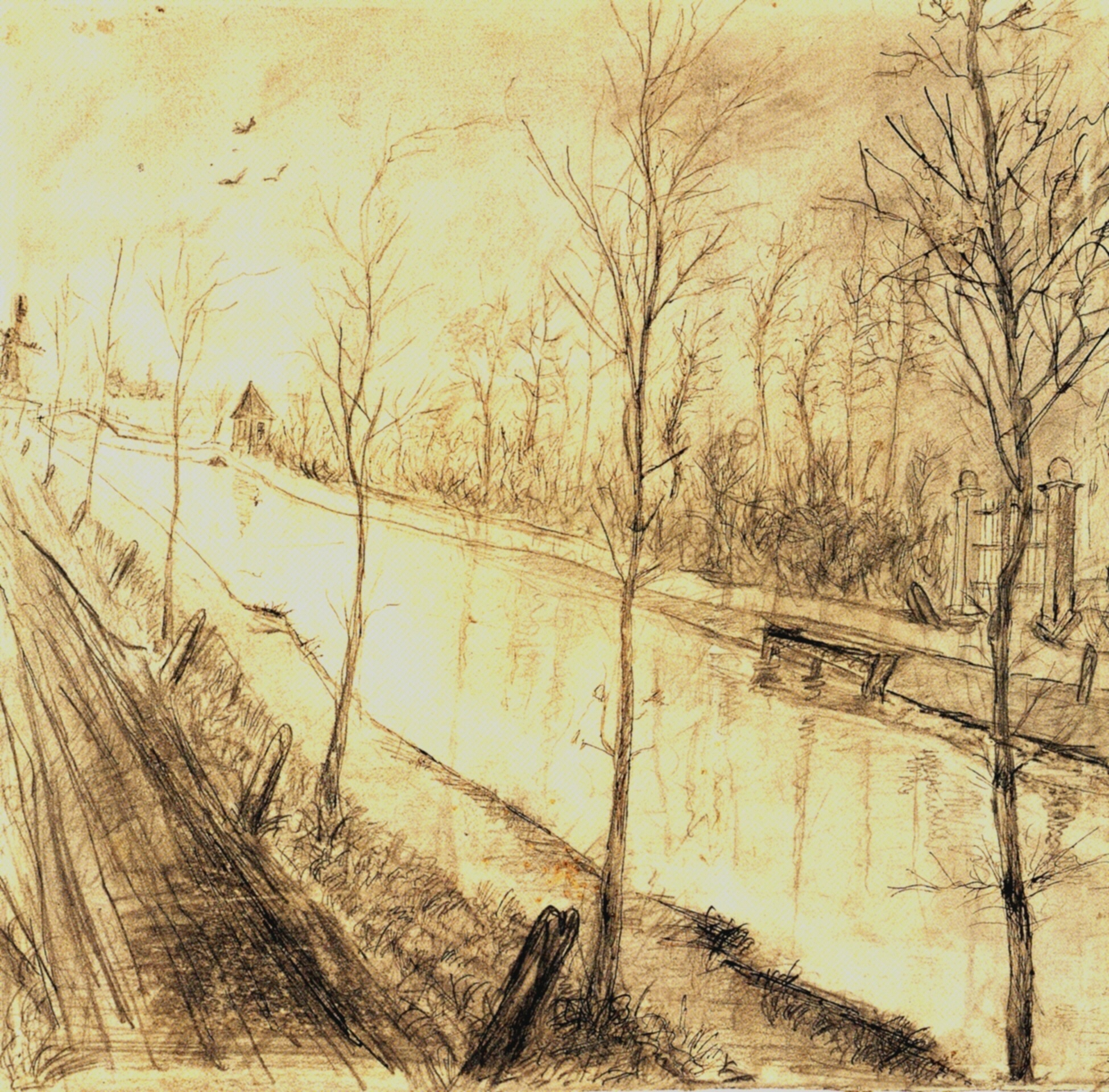 Canal (1873) Vincent van Gogh tablo - Dekolata